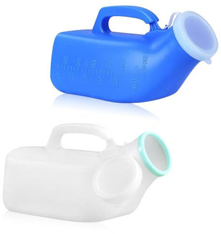 2 Pack Urinal Bottles for Men, 1200ml Portable Thick Male Urinal Bottle with Lid Pee Bottle Spill Proof Urine Bottle for Travel Hospital Car Camping Incontinence