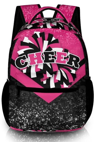 SKYIGC Cheer Backpacks for Cheerleaders, Cheerleading Backpack 16.5in, Cheerleader Gifts for Team, Rose&black, 16.2 inches (H) x 12.6 inches (W) x 5.9 inches (D)