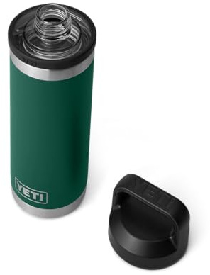 YETI Rambler Bottle Chug, Vaccum Insulated Stainless Steel Bottle with Leakproof Chug Cap, Black Forest Green, 18 oz (532 ml)