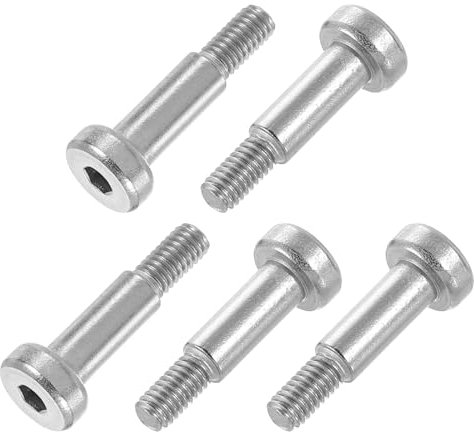 QUARKZMAN 12Pcs Tornillo Hombro Acero Inoxidable 304 Diámetro Hombro 5mm Longitud Hombro 12mm Roscado M4 Tornillos Hombro Con Cabeza Hexagonal Para Textiles Hidráulicas Moldeo Por Inyección