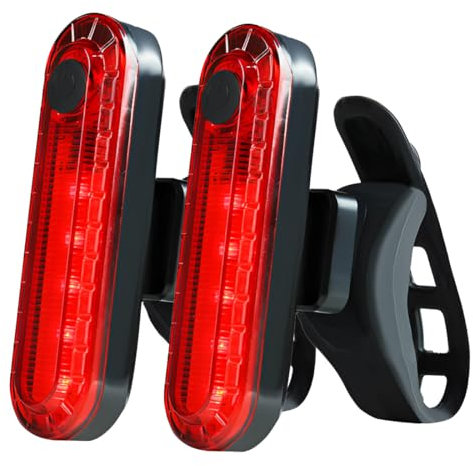 NHQZ 2 Pezzi Luce Posteriore Bici USB Ricaricabile,Luci Fanali Posteriori per Biciclette LED,IPX4 Impermeabile con 5 Modalità,Fanale Posteriore Sicuro,per Bici da Strada e Mountain Bike