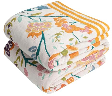 VANJOROY Colcha grande para sofá bohemio, 100 % algodón orgánico suave de doble cara cálida agradable a la piel para sofá individual de 2 plazas y como colcha de 150 x 200 cm - colorido.