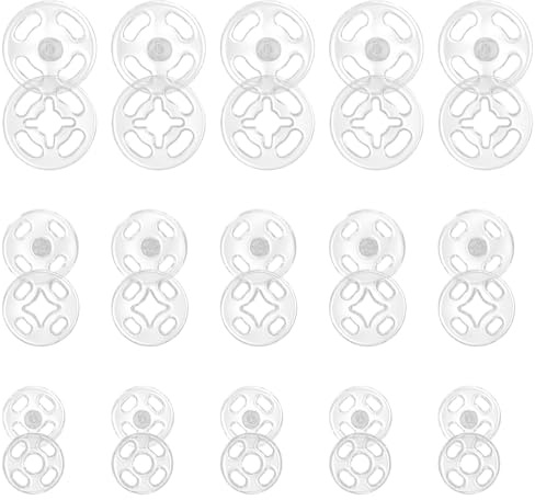 JIYIN 36 Paar Druckknöpfe zum Annähen, Kunststoff Transparent Druckknopf Druckknöpfe Groß für DIY Kleidung Handwerk 7.5mm, 10mm, 12.5mm