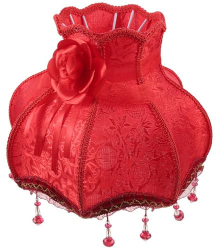 HOLIDYOYO Vintage Lampenschirm Für Tischlampen Großer Eleganter Lampenschirm Im Europäischen Stil Mit Perlen Blumenverzierung Idealer Ersatzschirm Für Stilvolle Dekoration in Wohnzimmer Und