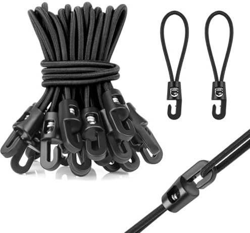 Spanngummi mit Haken 25 Stück - Gummispanner mit Haken 10cm, Wasserdichter Spanngummi, Gummispanner mit Haken für Outdoor Camping