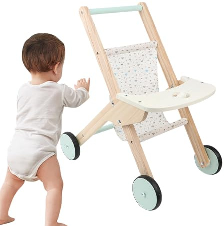 ZHUMCCY Baby Push Walker with Wheels - Kids Wood Learning Walker with Wheels - Motor Skills Sensory Activities for Role Play Living Room Outdoor Yard First Step Park Kids Boys Girls Holiday Birthday