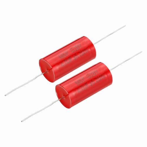 sourcing map 2 condensadores divisores de frecuencia de 4,7 uf, 250 V, altavoz de audio axial rojo, condensador de película MKP