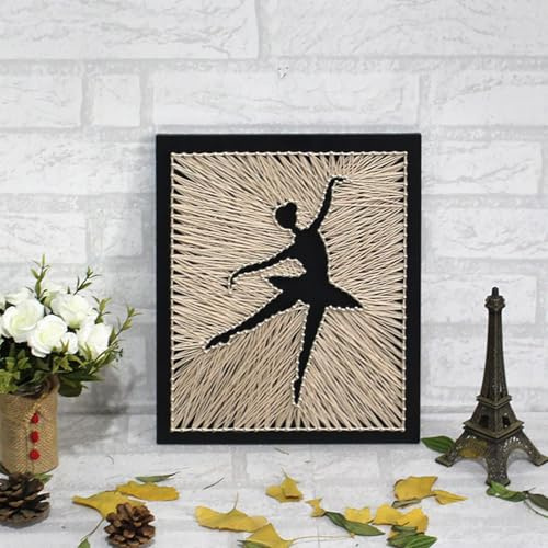 TaLcuS Kit 3D String Art Craft pour débutants, Bricolage créatifs avec Outils de décoration, Peinture à Ongles, String sans Fermeture éclair, Cadeaux pour Adultes et Enfants, Ballet Fille(30 * 40CM)