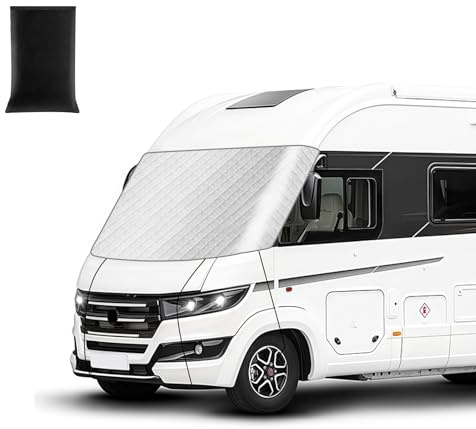 Housse de Pare-Brise de Voiture Remplacement pour Integrierte Wohnmobile, 600D A-Class RV Housse de Pare-Brise Antigel, Protection Solaire Contre Glace, 100% Occultation