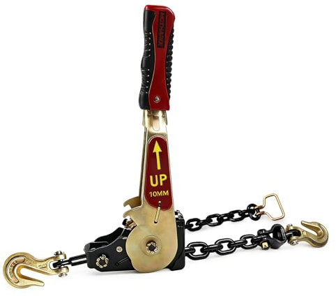 MOTHARIX Ratchet Chain Binders with Grab Hooks, 5400LBS WLL Heavy Duty Tie Down for 5/16 - 3/8 Transport Chains, Secure Load Binder for Flatbed Trailers, Trucks & Heavy Equipment Hauling