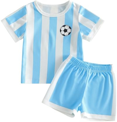 Geagodelia Kids Toddler Baby Boys Football Kit | National Team Matching Colour, Short Sleeve Sports Jersey Tops and Shorts 2 Piece Summer Clothes Set
