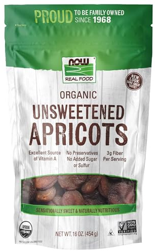 NOW Foods, Organic Dried Apricots, Unsweetened, No Preservatives, Added Sugar or Sulfur, 16-Ounce (Packaging May Vary)