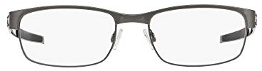 Oakley Mens Ox5038 Metal Plate Titanium Rectangular Prescription Eyewear Frames, Brushed Chrome/Demo Lens, 55 mm