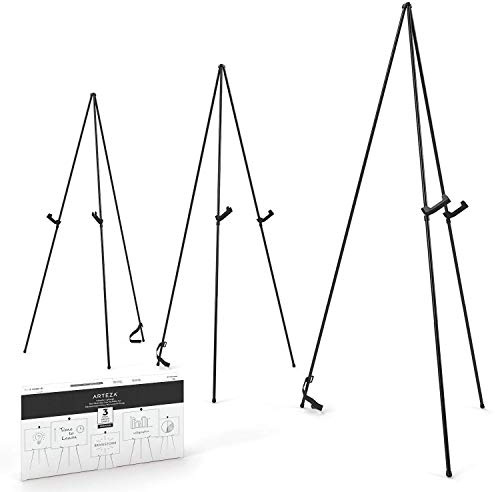 ARTEZA Display Stand, Pack of 3, 63-Inch Height, Black, Portable Easels for Trade Shows, Presentations, Art Displays