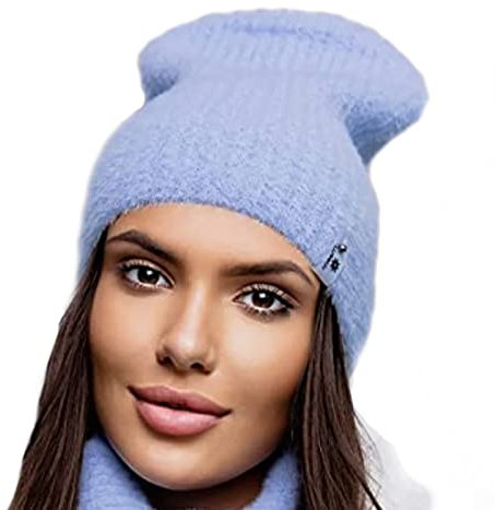 4sold Woolk Herren Damen Premium Lara's Spezial Garn Beanie Warm Winter Zopfstrickmütze Uni Ski Wooly Cap, babyblau, One size