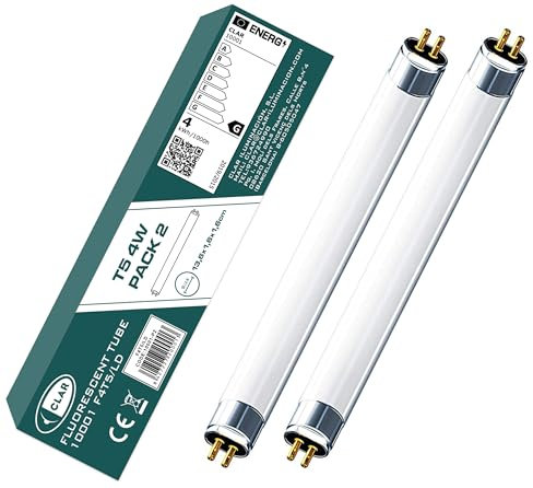 CLAR - Tube Fluorescent T5 4W, Tube Néon, Lampade Fluorescenti, Lampadine, 13,6 x 1,6 cm (4 Watts T5, Pack 2)