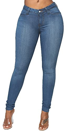 FISCLOSIN Women Classic Butt Lift Sexy Skinny Jeans,Stretch Denim Pants,Light Blue,Small