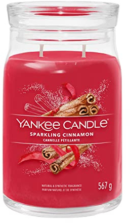 Yankee Candle Signature bougie parfumée Cannelle Pétillante ; Grande bougie jarre longue durée ; Mélange de cires de soja