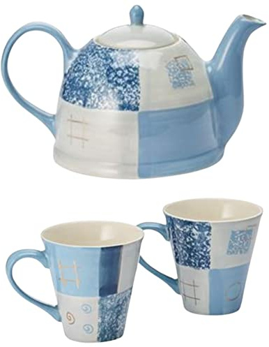 teemandSannysis Set = kannor Patricio, keramik med gulddyna, 1,5 l + mugg Patricio, keramik med gulddyna, 2-vägs sorterad 0,25 l