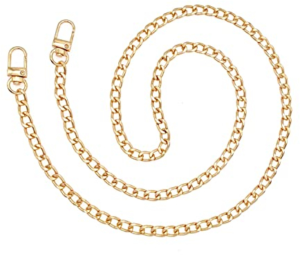 JZK 100cm Golden Kette Taschengurt Metalltasche Kette für zierliche Frauen, Crossbody Tasche Schultergurt Ersatz, kurze Schultertasche Kette, Handtasche Kettenriemen, Geldbörse Kette mit Schnallen