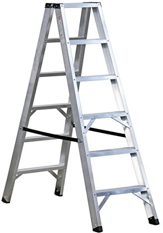 Svelt Scala Professionale in Alluminio a Doppia Salita con 6 gradini Piani Rivettati ai Montanti, Portata 150kg