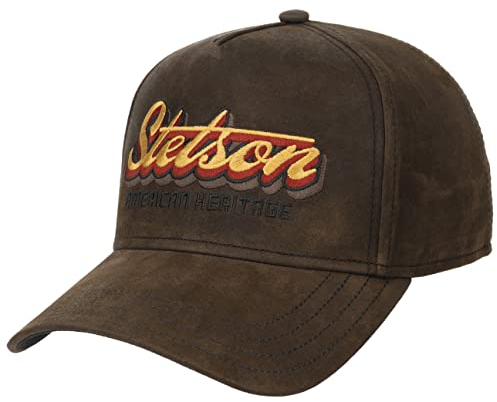 Stetson Oily Goat Suede Cap - Baseballcap 6 Panel - Robuste Ledercap mit Metallschnalle - Unisex - Ganzjährig braun One Size