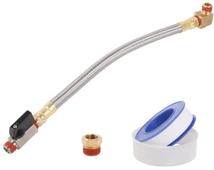 CNBTR Extended Tank Drain Assembly Kit with 13.39 Braided Steel Hose 1/4 Inch NPT
