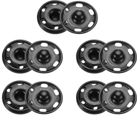 QUARKZMAN Sytryckknappar 19 mm set med 5 stycken metallknappar för jackor, kläder, jeans, väskor, plånbok, handväska, skor (mattsvart)