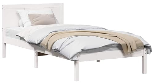 vidaXL Estructura de Cama 90 x 190 cm Madera Maciza de Pino, Cama de Madera Moderna, Diseño Rectangular para Dormitorio, Muebles Resistentes, Esenciales para Hogares Modernos