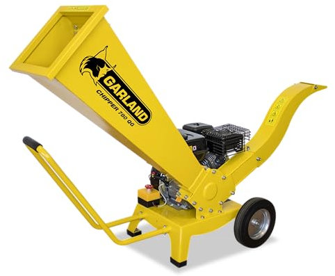 GARLAND CHIPPER 780QG-V23 – Biotrituradora gasolina 4T, 212 cc, 5,8 CV, tritura ramas hasta 6 cm, rodillo axial con cuchilla y contracuchilla, ruedas macizas, tobera orientable, SC System
