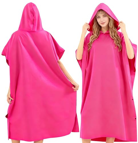 JSMTKJ Serviette de Poncho de Surf avec Capuche en Microfibre, 110 x 80 cm, Serviette de Poncho de Surf Taille Unique pour Adultes, pour Plage, Piscine, Surf et Activités Nautiques