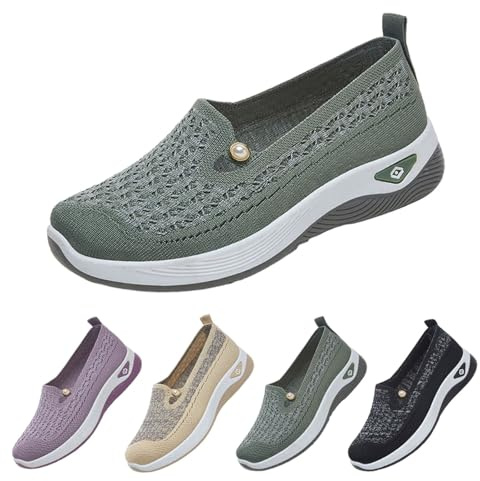 Zapatillas Deportivas para Mujer Transpirables Entretiempo Moda Sneakers Sin Cordones Comodas Casual Zapatos Deportivos Malla Pretty Ligeros Calzado Slip on Mocasines Clasico para Atlético Jogging