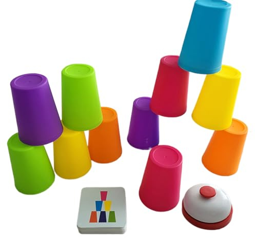 Sport staplingskoppar från 3 år Quick Stacks Cups med 12, kort och ringklocka, stapla, träning, stapelkopp, hastighet, fest, leksak, set, stapelmugg, bad, sandleksak