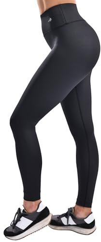 CompressionZ Women's Compression Leggings High Waisted Performance Shaping Gym, Pilates, Travel, Yoga, Workout Pants Black Large