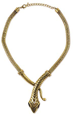 Womens Gold Snake Necklace (1 Pc.) - Elegant Design, Perfect Accessory for Dress-Up, Themed Events, Parties, or Gift Halloween