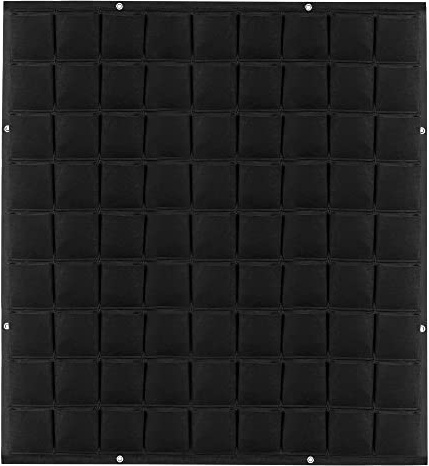 Jazooli 72 Pockets Hanging Planter Bags, Hanging Vertical Wall Mounted Plant Planting Grow Bags, Herb Garden Planter Outdoor Indoor Growing Bag, Greening Flower Container 1m x 1m (Black)