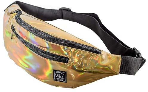 Vibe Bauchtasche Gürteltasche für Damen, Herren & Kinder (Gold) - Fanny Pack Tasche, Hüfttasche, Handytasche für Festival, Party, Rave, Sport, Outdoor, Fitness, Fahrrad, Joggen