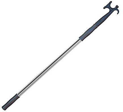 Saarwebstore Bootshaken ausziehbar weiß glänzend eloxiertes Aluminium Zwei Größen bis 2,04m schwimmfähig Enterhaken Bojen Haken teleskopierbar Größe 0,6 m bis 1,05 m