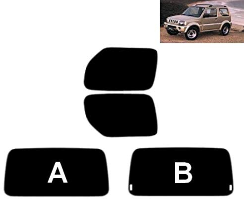 Passgenaue Tönungsfolie für-Suzuki Jimny 3-Türen 1998-2017 Heck/Seitenscheiben (35% Mittelschwarz, B)
