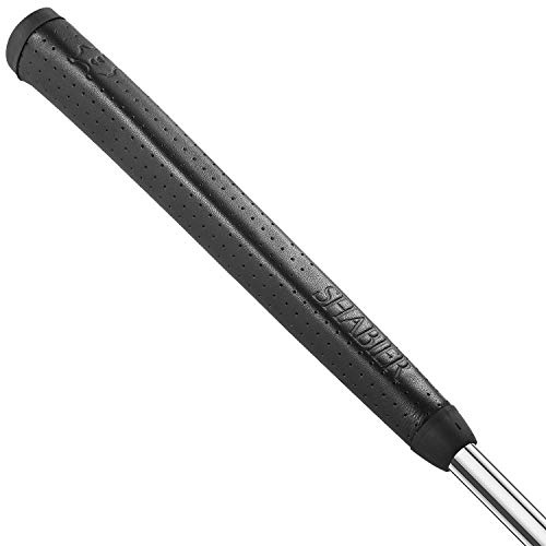 SHABIER Peso ligero y transpirable de cuero Golf Putter Grip Puro hecho a mano de cuero suave empuñaduras de golf (negro)