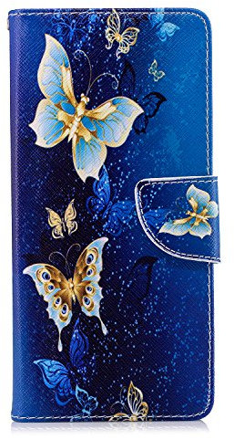 NOKIA 5.3 Phone Case Shockproof, Flip Wallet Case for NOKIA 5.3 with Magnetic Stand Card Holder Money Pouch Folio Soft TPU Bumper Protective Leather Cover, Blue Butterfly