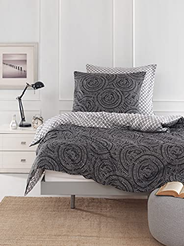 Mixibaby Bettgarnitur Bettbezug Bettwäsche Wendebettwäsche Doppelseitig Moderne 4 Größen, Farbe:Schwarz, Größe:135 x 200 cm