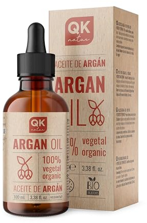ARGAN - 100% Puro Olio di ARGAN Vegano Biologico - 100 ml - Spremuto a Freddo - BIO - per Corpo, Viso, Capelli, Unghie, Barba - Flacone di Vetro