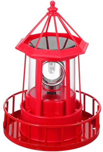 LED Solar Powered Lighthouse Waterproof Durable Rotatable Outdoor Solar Light 360 Degree Rotating Lighthouse Landscape Lamp Hanging for Yard Decor