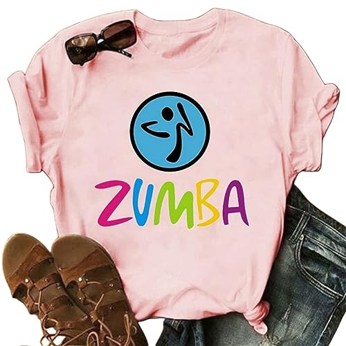oneforus Donne Aerobica Stampato T-Shirt Girocollo Maniche Corte Allenamento Cha-cha Lezioni di Danza Fitness Unico Hip Hop Stile Pullover Tee Top