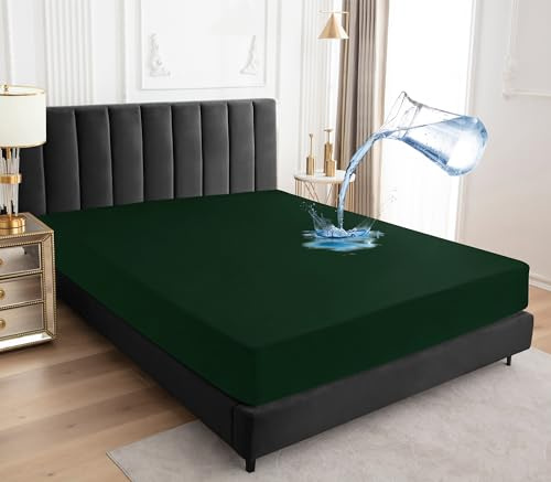 Wasserdichter Matratzenschoner 120x200cm Spannbettlaken, Atmungsaktive Matratzenbezug Wasserundurchlässiger Matratzen-Schutz Nässeschutz Spannbetttücher - Grün