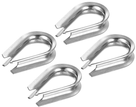 PATIKIL 10mm 3/8 Zoll Drahtseil-Kausche, 4er-Pack Kabel-Kauschen aus 304 Edelstahl für Boot-Rigging