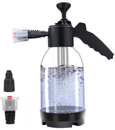 Car Foam Sprayer, 2L Portable Wash Foam Pump Spray Bottle with Replacement Nozzle,Multipurpose Handheld Pressure Water Pump Sprayer for Car Cleaning,Garden Plants Watering (White)
