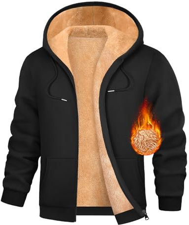 heekpek Herren Kapuzenjacke Winter Kapuzenpullover mit Reissverschluss Casual Warm Fleecejacke Classic Sweatjacke Kapuzenpulli Herren Hoodie, Schwarz, XL