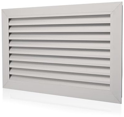 Lüftungsgitter 500 x 300 mm Aluminium Lamellengitter Belüftungsgitter, Wetterschutzgitter Lüftungsgitter Silber Abluftgitter für Kamin Belüftung, Rechteckig Ablufthaube